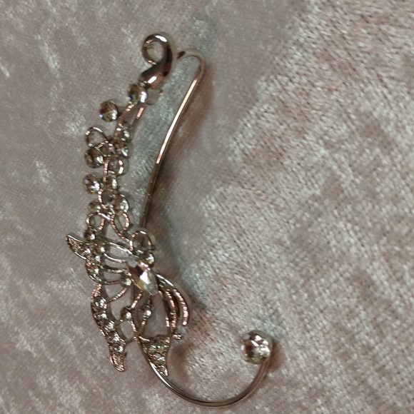 LEFT Butterfly Cuff Earring Wrap No Piercing Zircon Crystal Clip Wedding Boho - Picture 10 of 10